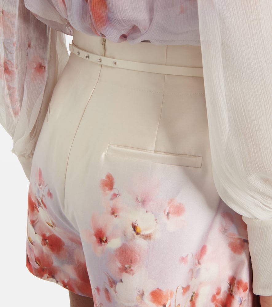 ZIMMERMANN CRUSH FLAT FRONT SILK AND COTTON SHORTS