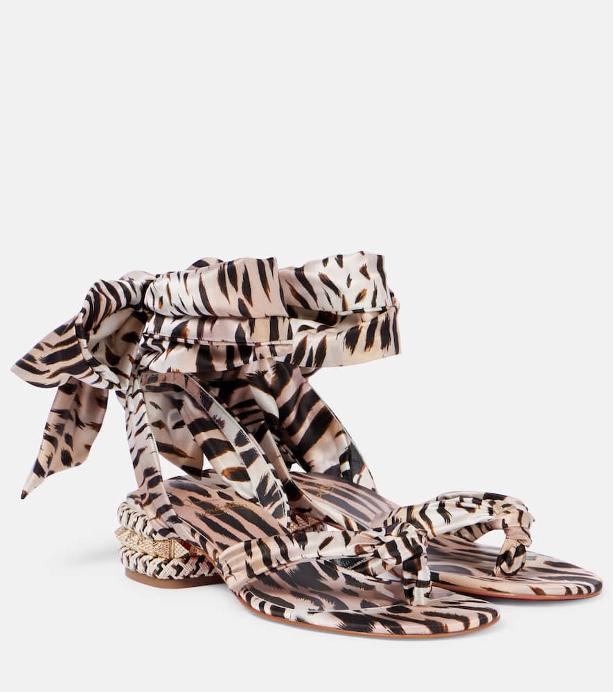 CHRISTIAN LOUBOUTIN PYRA DU DESERT 30 CRÊPE SATIN SANDALS
