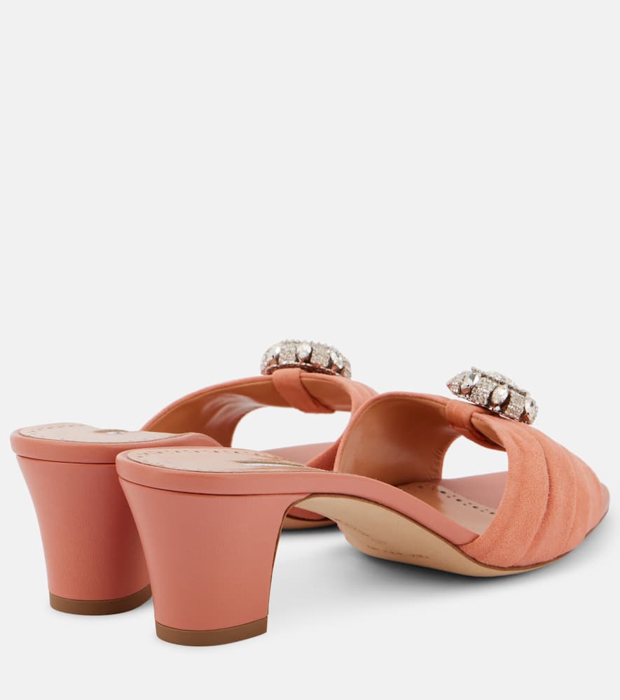 Manolo Blahnik Embellished Suede Mules