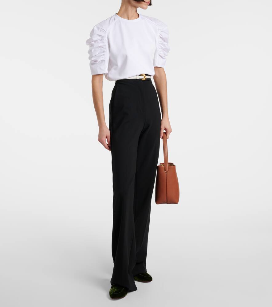 Max Mara Mantide Cotton Poplin Puff Sleeve Shirt In White