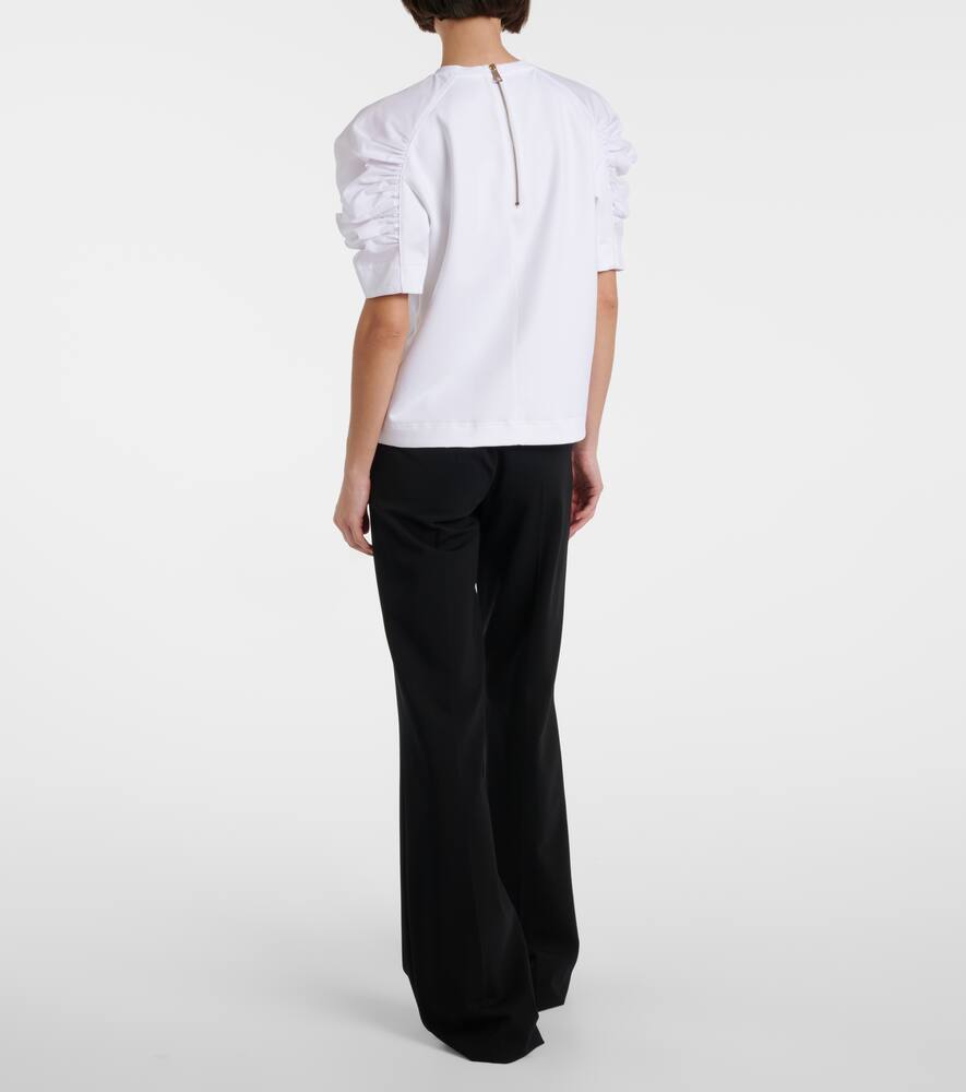 Max Mara Mantide Cotton Poplin Puff Sleeve Shirt In White