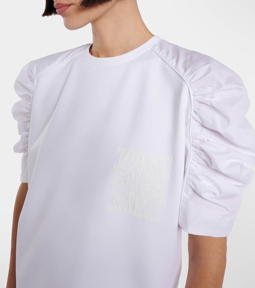 Max Mara Mantide Cotton Poplin Puff Sleeve Shirt In White