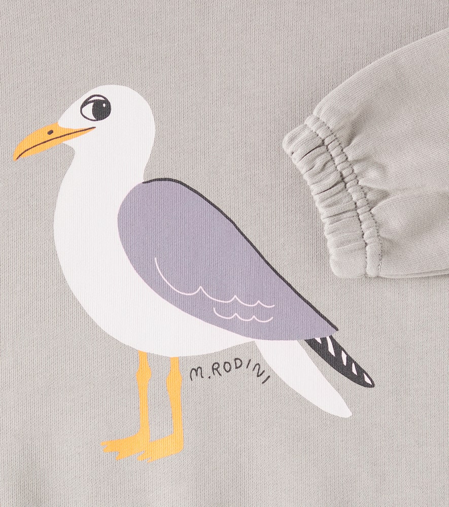 Mini Rodini Gray Sweatshirt With Seagull Print In Grey