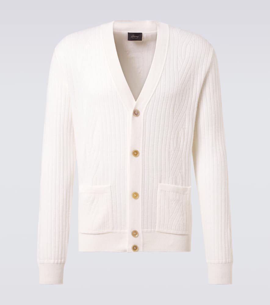 Ribbed-knit wool and cashmere cardigan