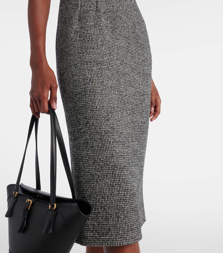 Dolce & Gabbana Houndstooth Sleeveless Midi Dress In Gray