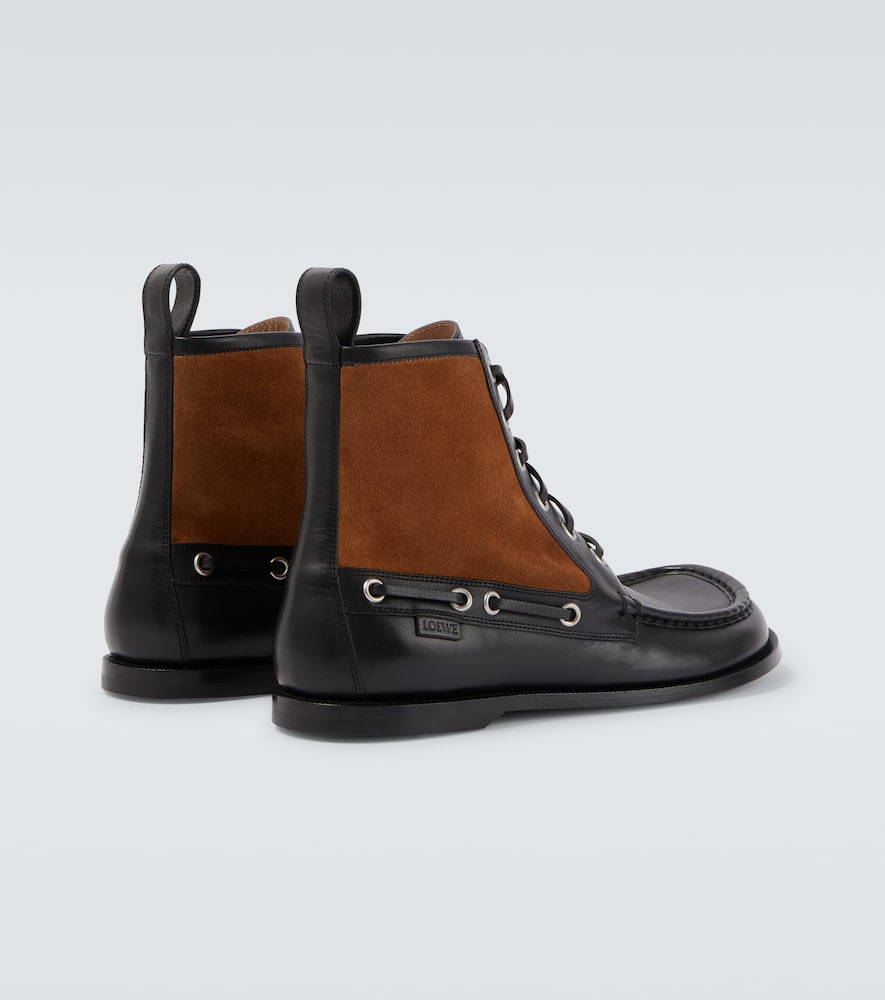 Loewe Campo Suede And Leather Lace-up Boots In Black