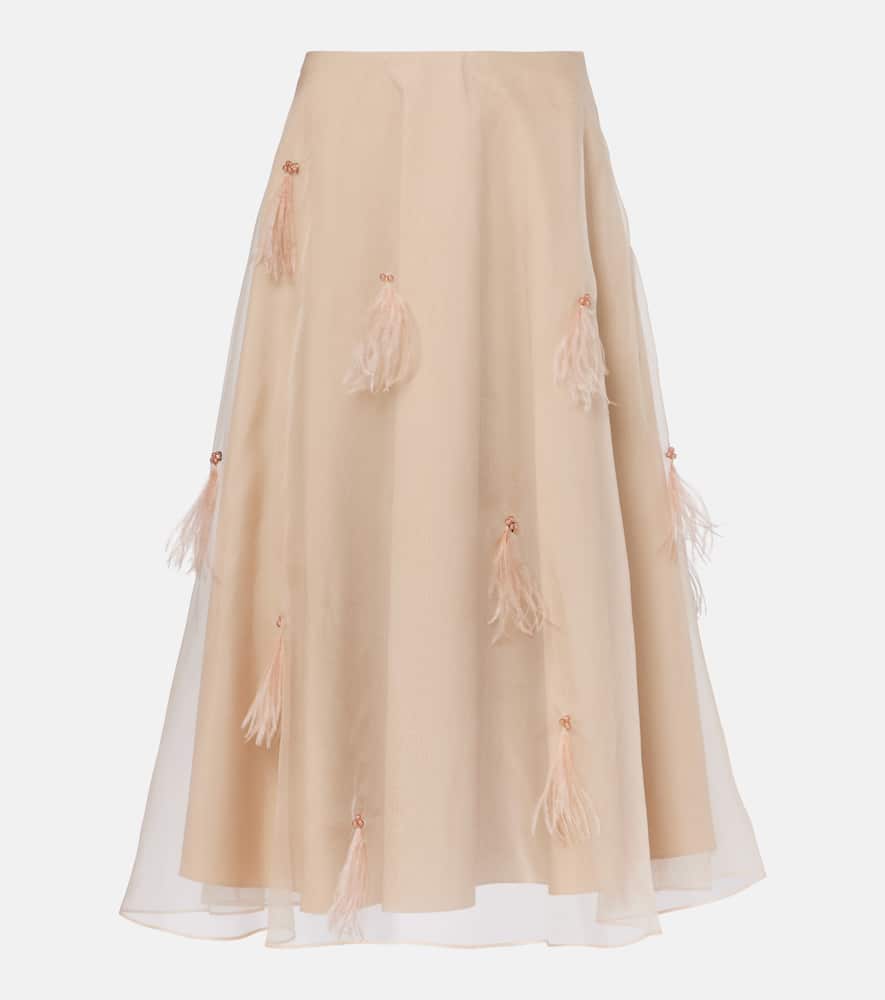 Sheer Volumes silk organza midi skirt