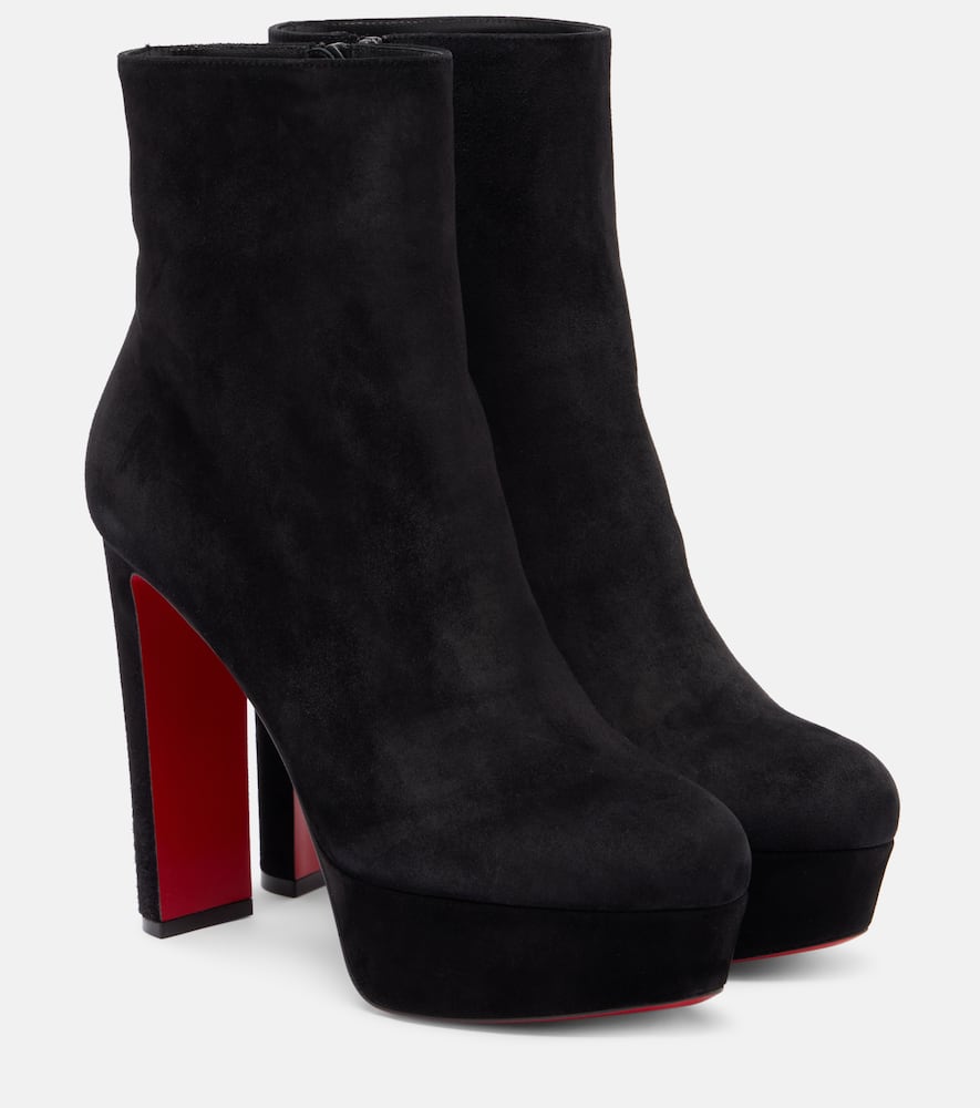 Christian Louboutin Loo Booty 130 Suede Ankle Boots In Black