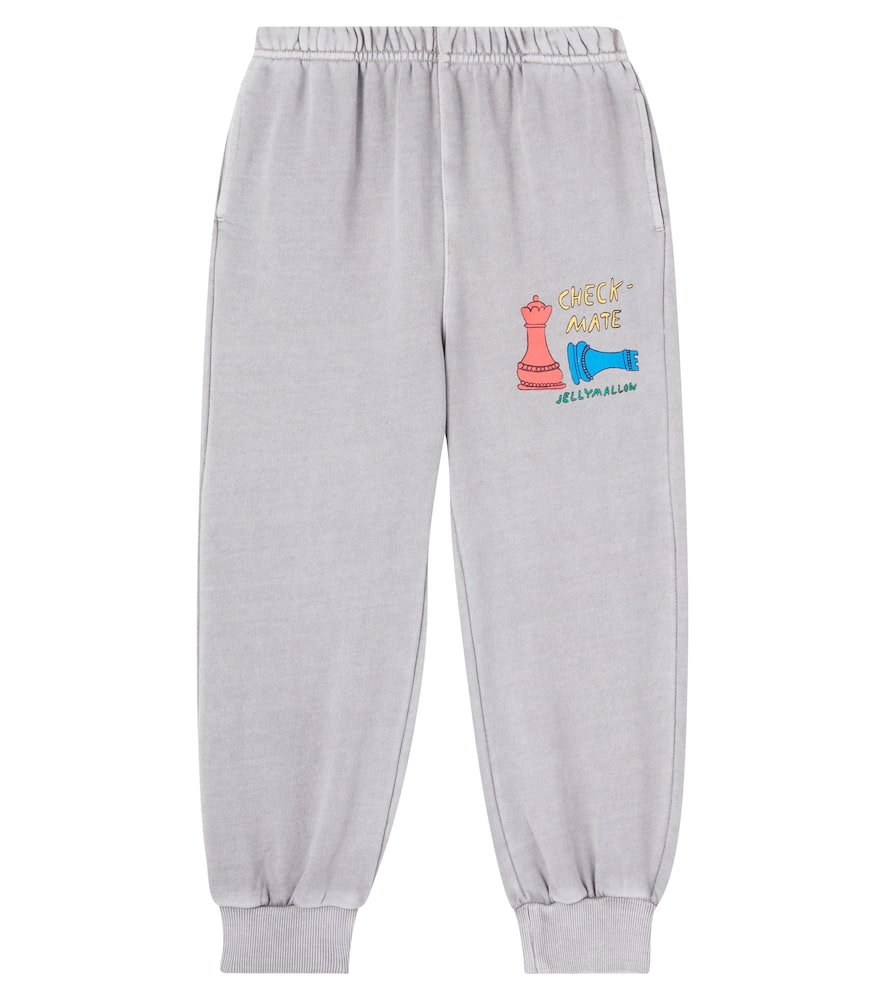 Jellymallow Check Mate Cotton Jersey Sweatpants In Gray