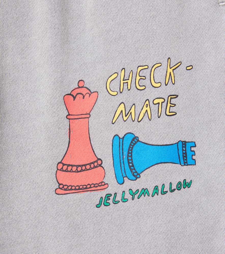 Jellymallow Check Mate Cotton Jersey Sweatpants In Gray