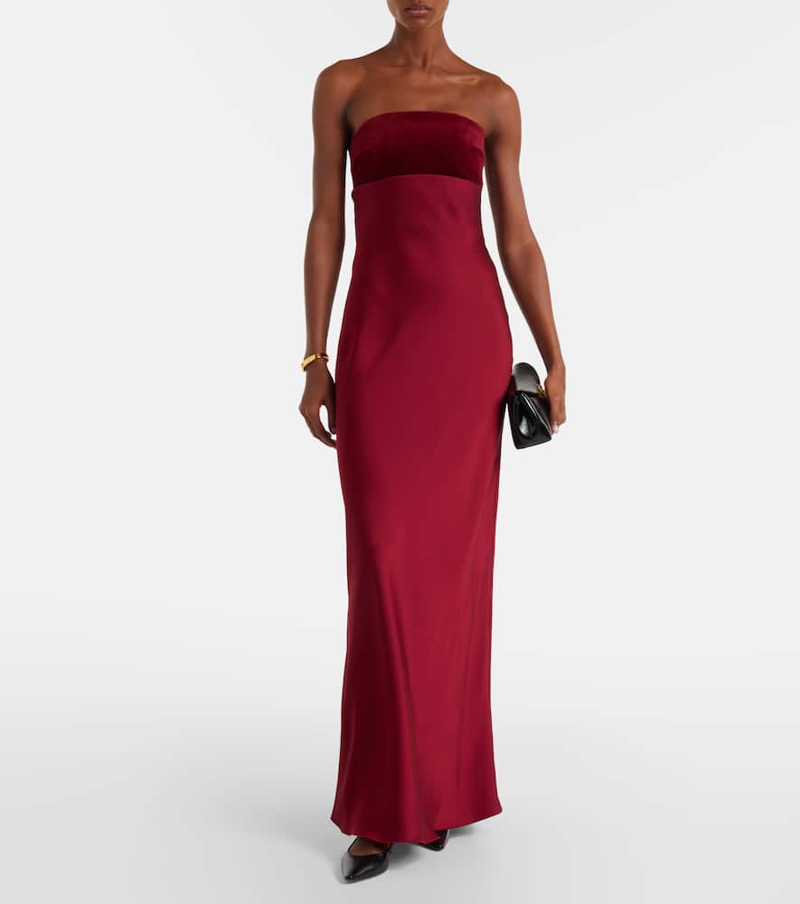 Max Mara Baia Cotton Satin Maxi Dress In Burgundy