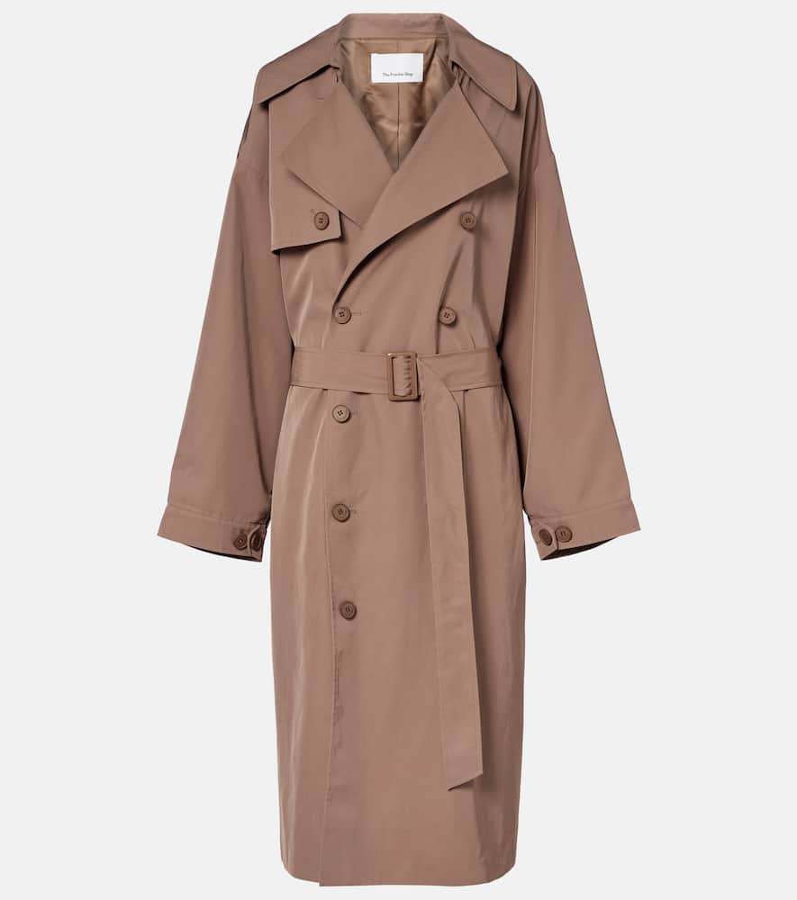 The Frankie Shop Double-breasted Belted Trench Coat In Brown