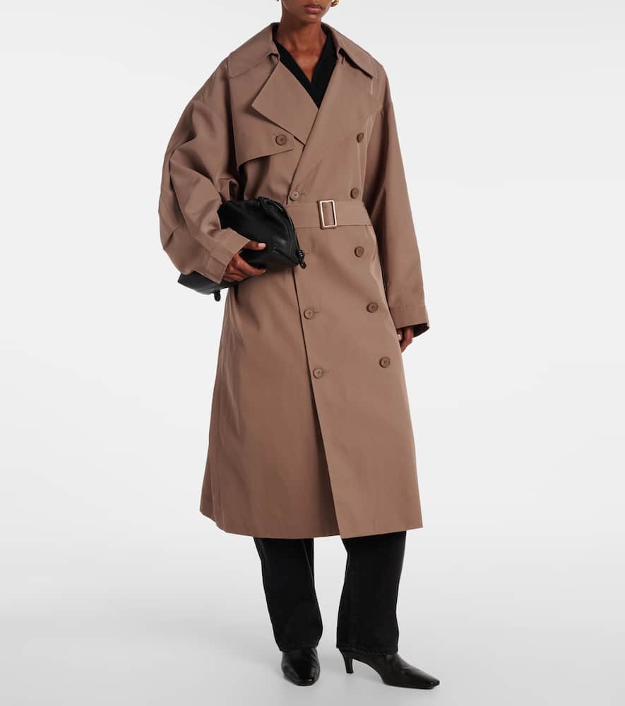 The Frankie Shop Double-breasted Belted Trench Coat In Brown