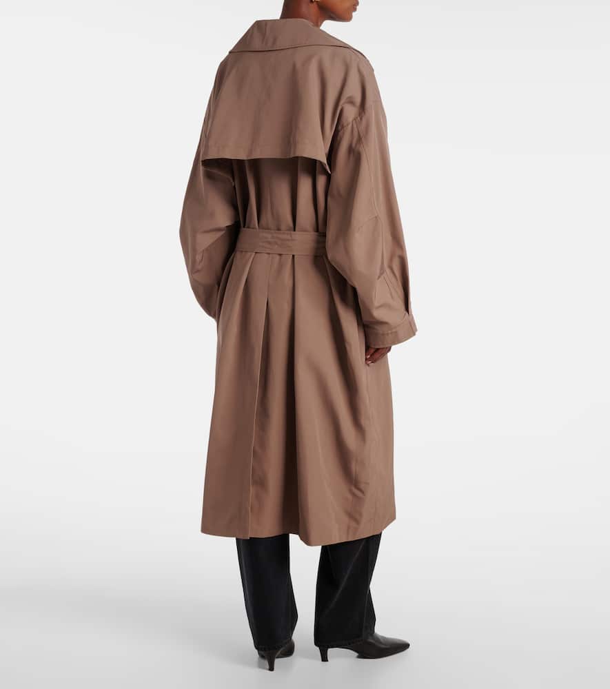 The Frankie Shop Double-breasted Belted Trench Coat In Brown
