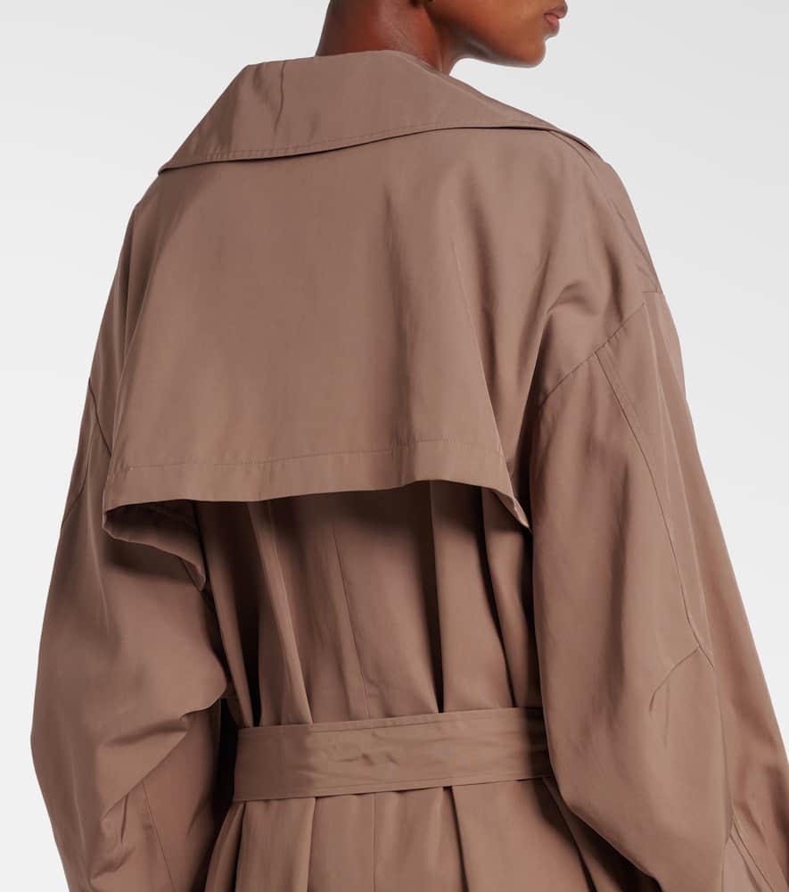 The Frankie Shop Double-breasted Belted Trench Coat In Brown