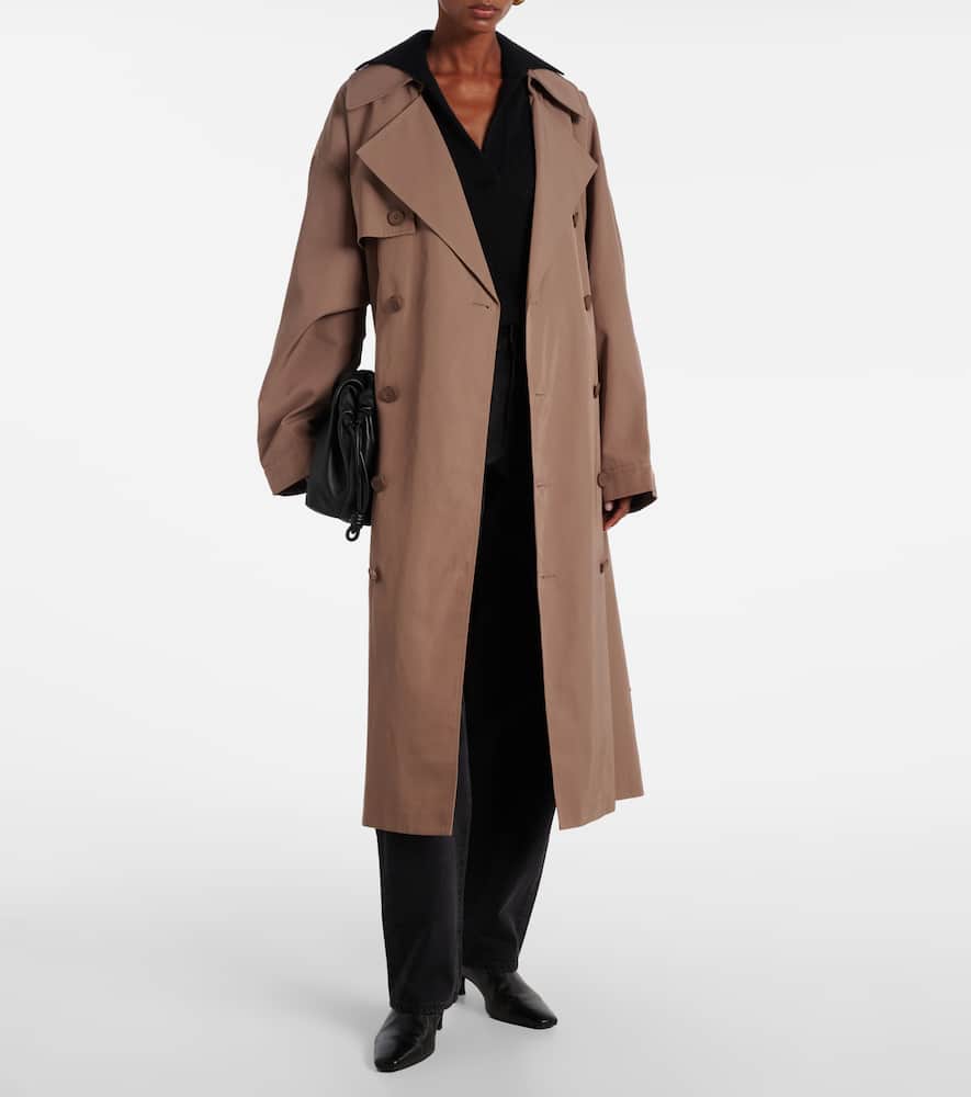 The Frankie Shop Double-breasted Belted Trench Coat In Brown
