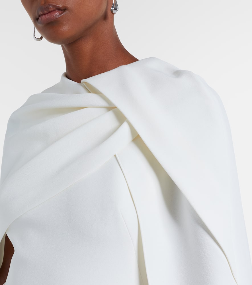 Safiyaa Bridal Oria Caped Crêpe Midi Dress In White