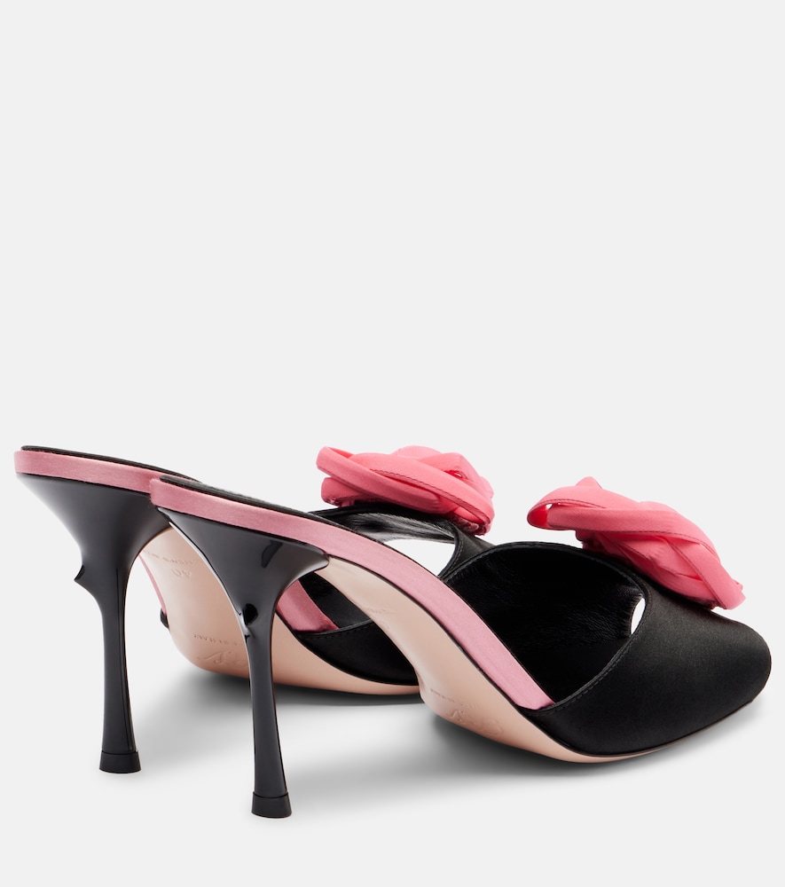  Roger Vivier Roger Vivier Rose Vivier 85 Floral Satin Mules 