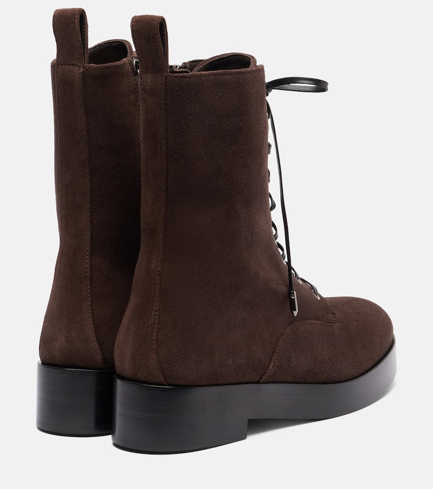 Aquazzura Ben 20 Suede Combat Boots In Brown