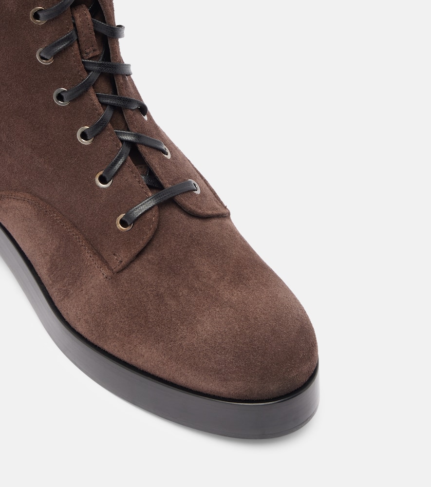 Aquazzura Ben 20 Suede Combat Boots In Brown