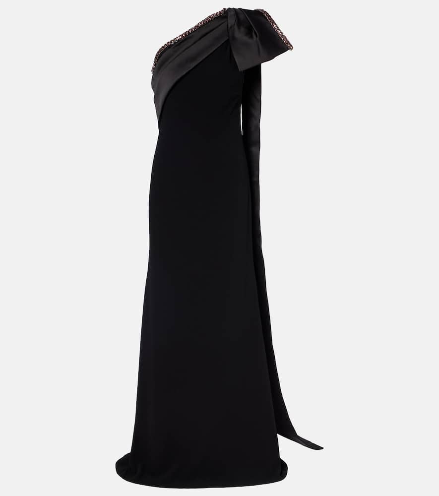 Roland Mouret Crystal-embellished Crêpe Satin Gown In Black
