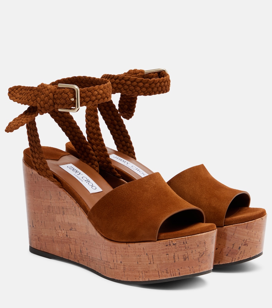 Jimmy Choo Jori Suede Platform Sandals In Brown