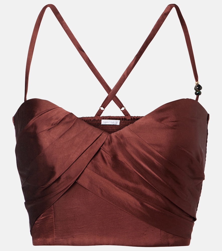 Poupette St Barth Palmire satin crop top