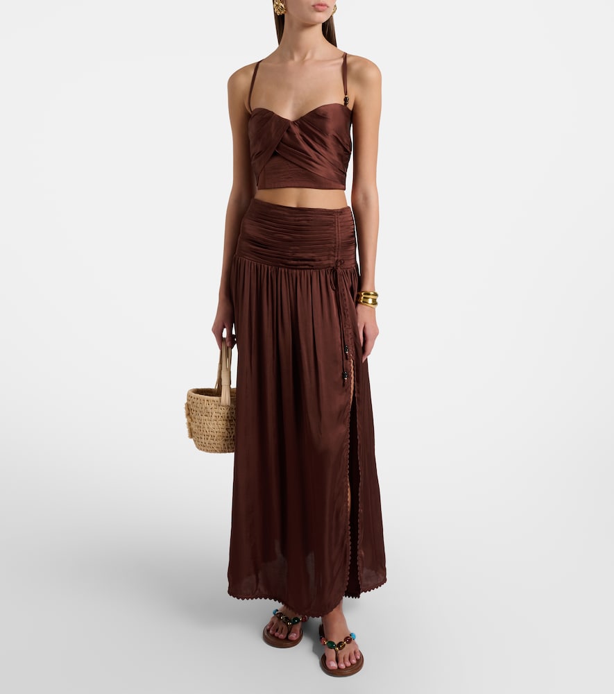  Poupette St Barth Poupette St Barth Palmire Satin Crop Top 