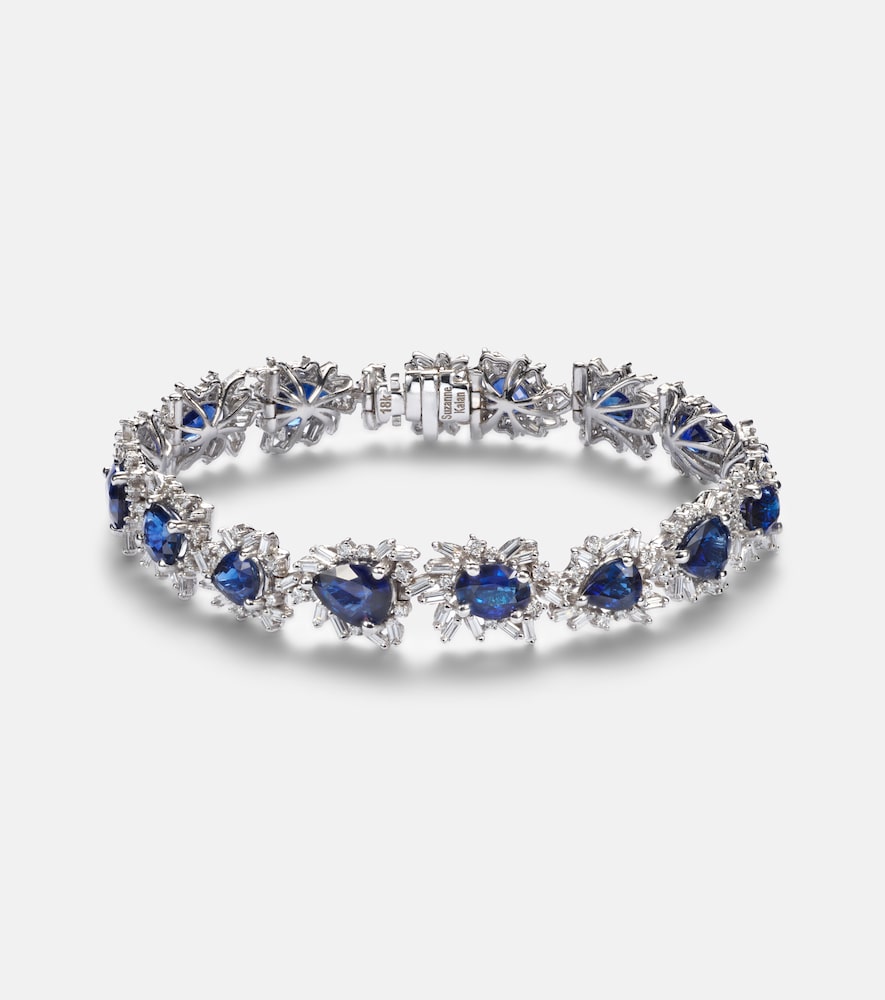 Suzanne Kalan 18kt white gold tennis bracelet with sapphires and diamonds