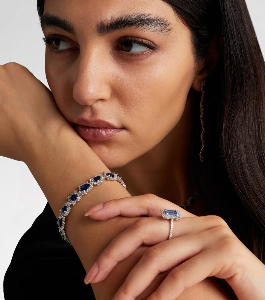 Suzanne Kalan 18kt white gold tennis bracelet with sapphires and diamonds