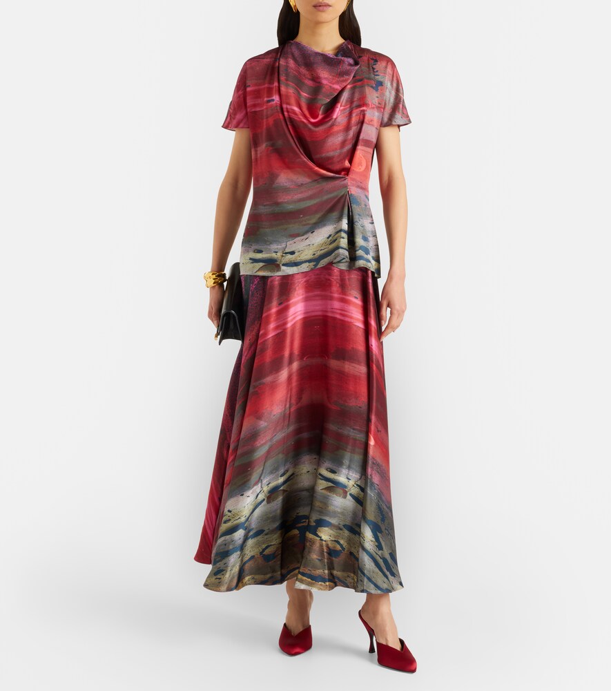 Roksanda Printed silk satin maxi skirt