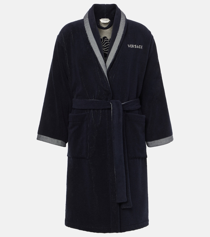 Versace Home Unisex Blue La Medusa Jacquard Cotton Terry Bathrobe - Mytheresa