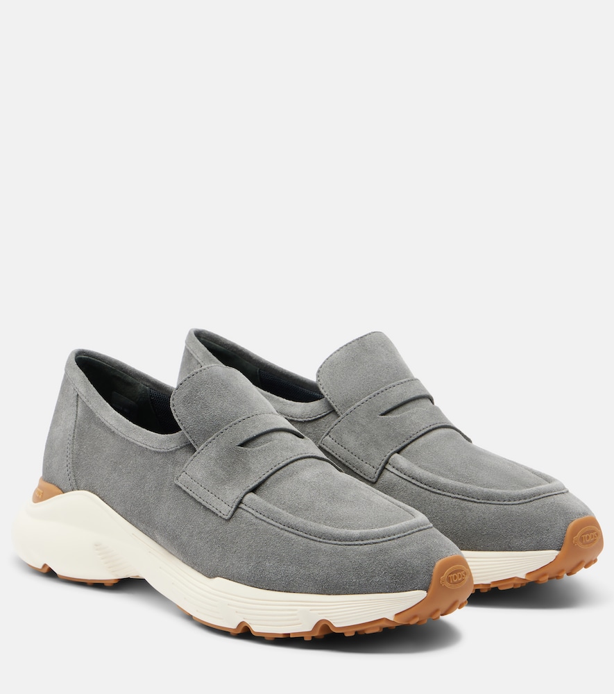 Tod's Slip-Ons Aus Veloursleder Einfarbig Damen Grau Eu Größe 41.5