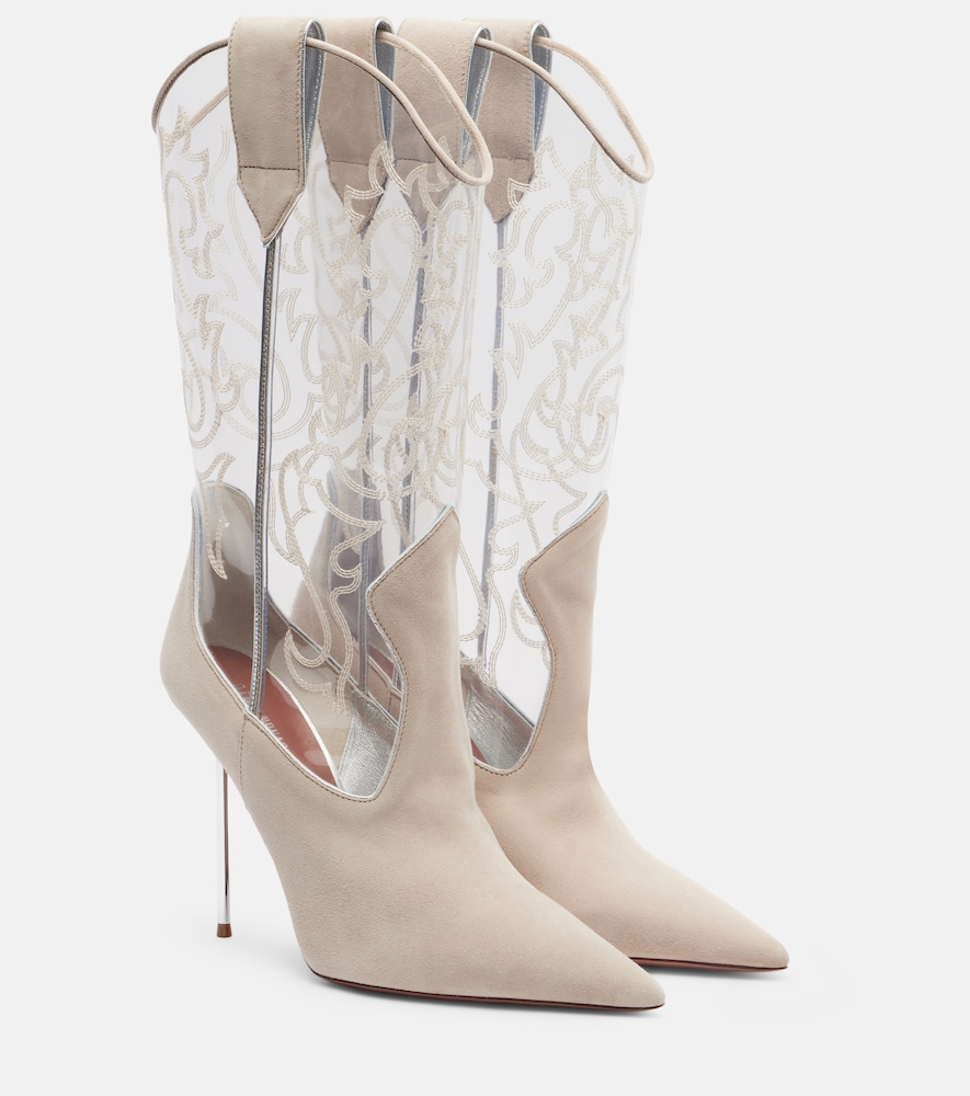 Paris Texas Women's Transparent Lidia 105 Suede And Pvc Cowboy Boots UK Size 5.5 - Mytheresa