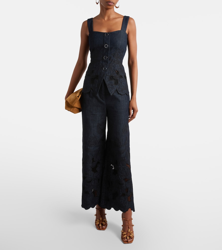  Veronica Beard Veronica Beard Weite Hose Osmoden Aus Baumwoll-chambray 