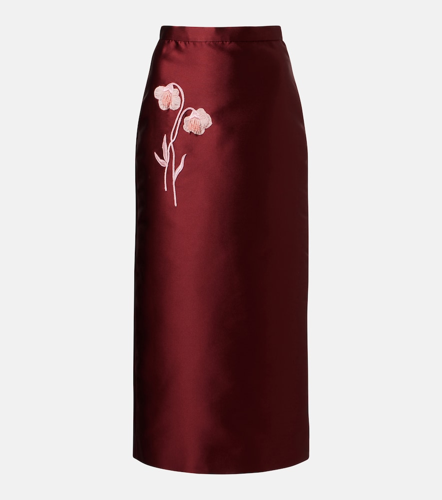 Erdem Floral-appliqué satin slip skirt | Thumbnail 6