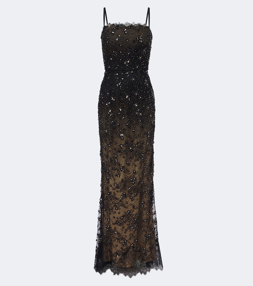 Robe aus Spitze mit Pailletten