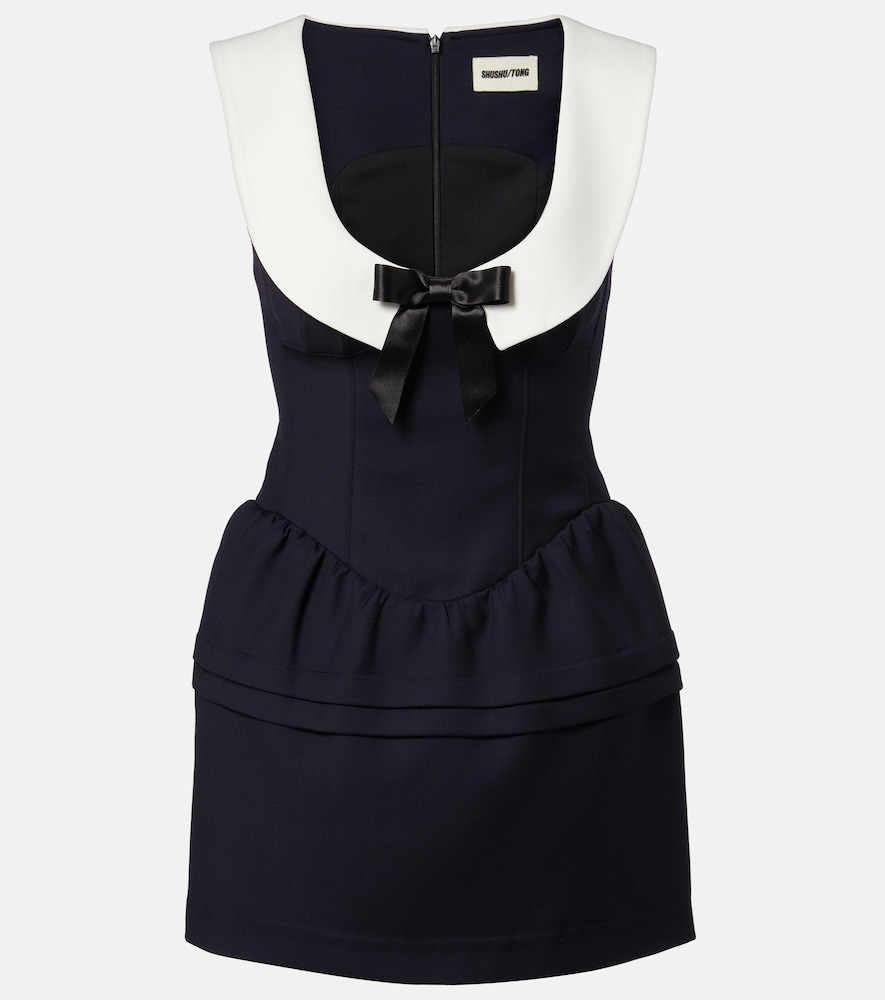 Shushu/Tong Bow-detail wool minidress