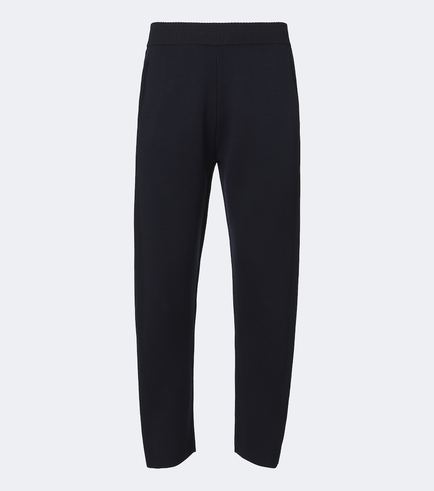 Berluti Wool And Silk Straight Pants In Blue