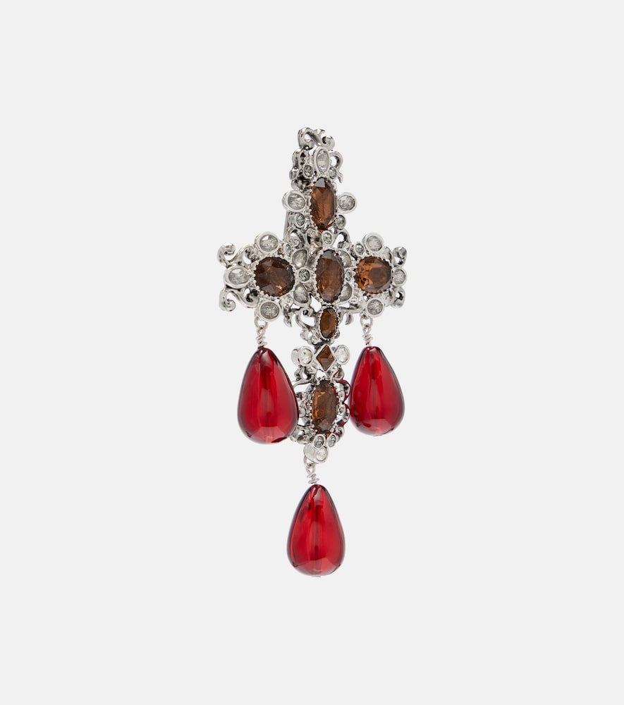  Saint Laurent Saint Laurent Clip-ohrringe Cross Mit Kristallen 