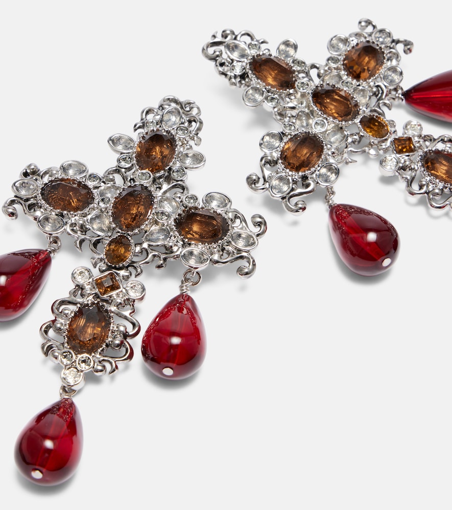  Saint Laurent Saint Laurent Clip-ohrringe Cross Mit Kristallen 