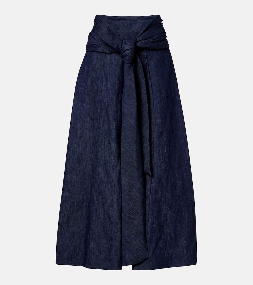 Gabriela Hearst Zivan Cotton and Linen Denim Midi Skirt by Gabriela Hearst