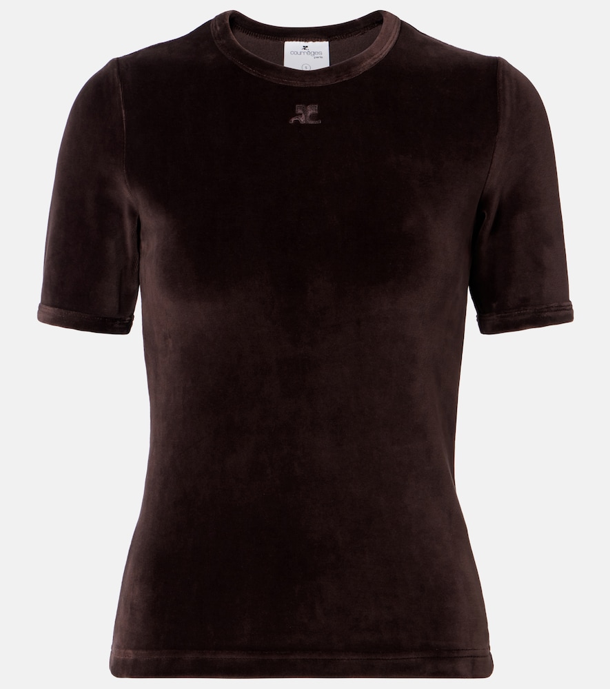 Courrèges T-shirt in velluto di misto cotone
