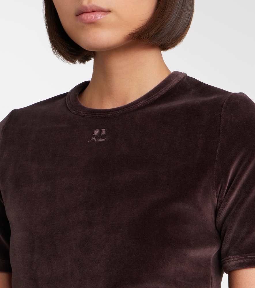 Courrèges Cotton-Blend Velvet T-Shirt
