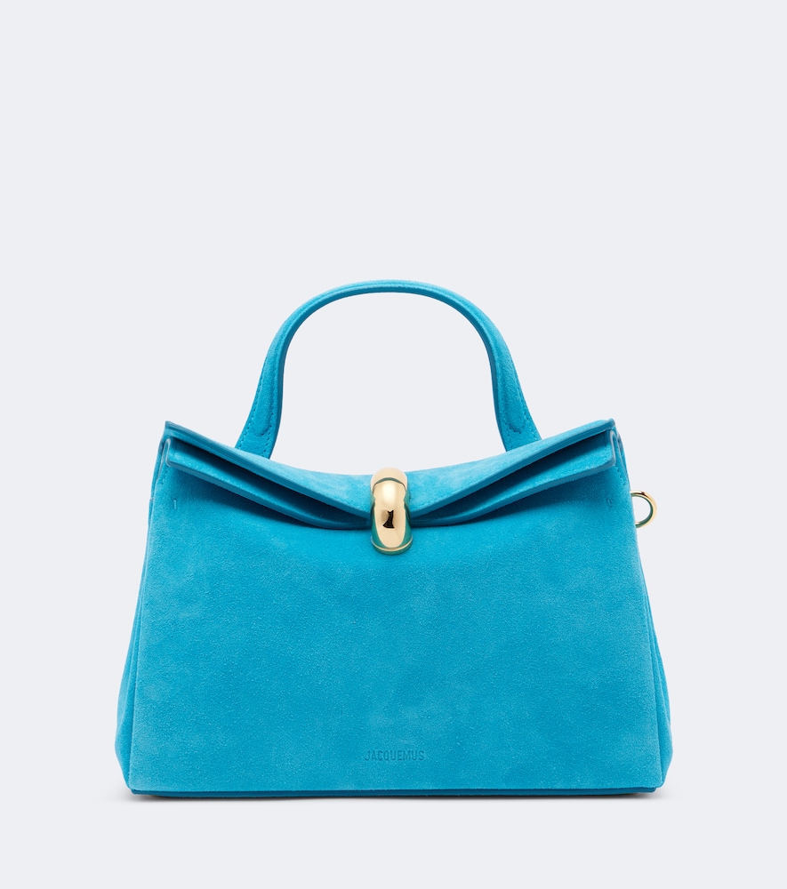 Jacquemus Valérie Small Suede Top-handle Bag In Blue