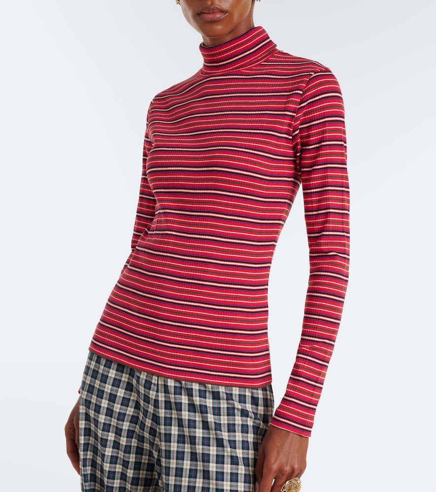 Striped Cotton-Blend Turtleneck Sweater