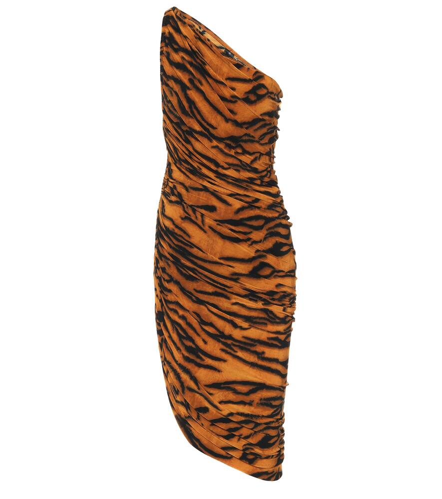 Click to view more detailed imagery on our partner's website Norma Kamali Exclusive To Mytheresa - Diana Tiger-print One-shoulder Minidress In Orange