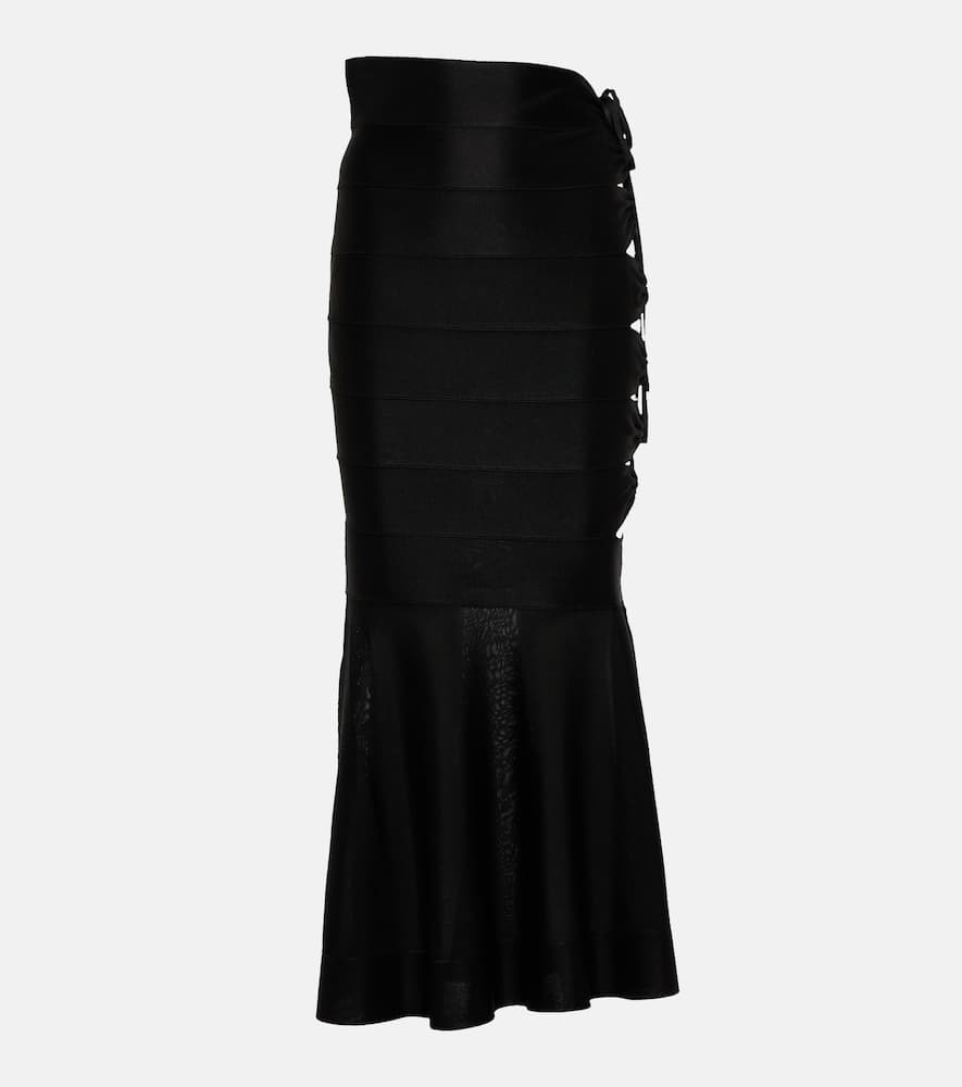 Alaïa Mesh-insert lace-up midi skirt