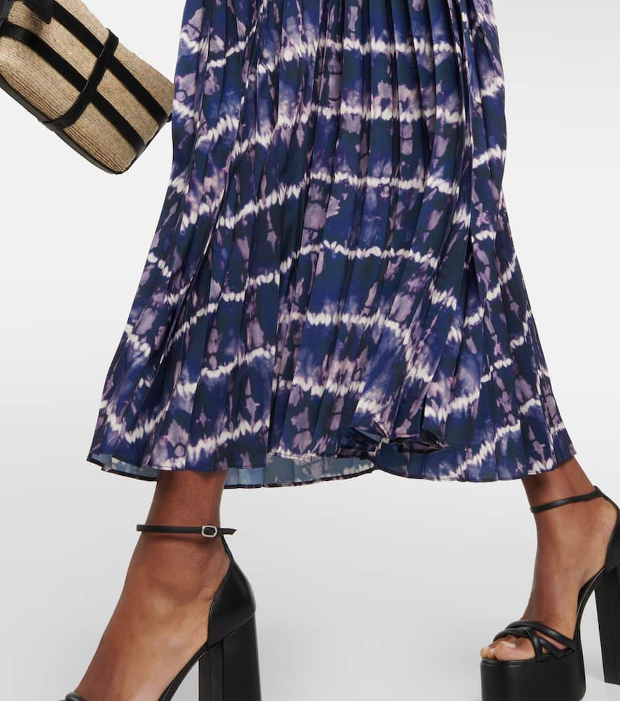 Shop Altuzarra Sif Printed Pleated Maxi Skirt In Berry Blue