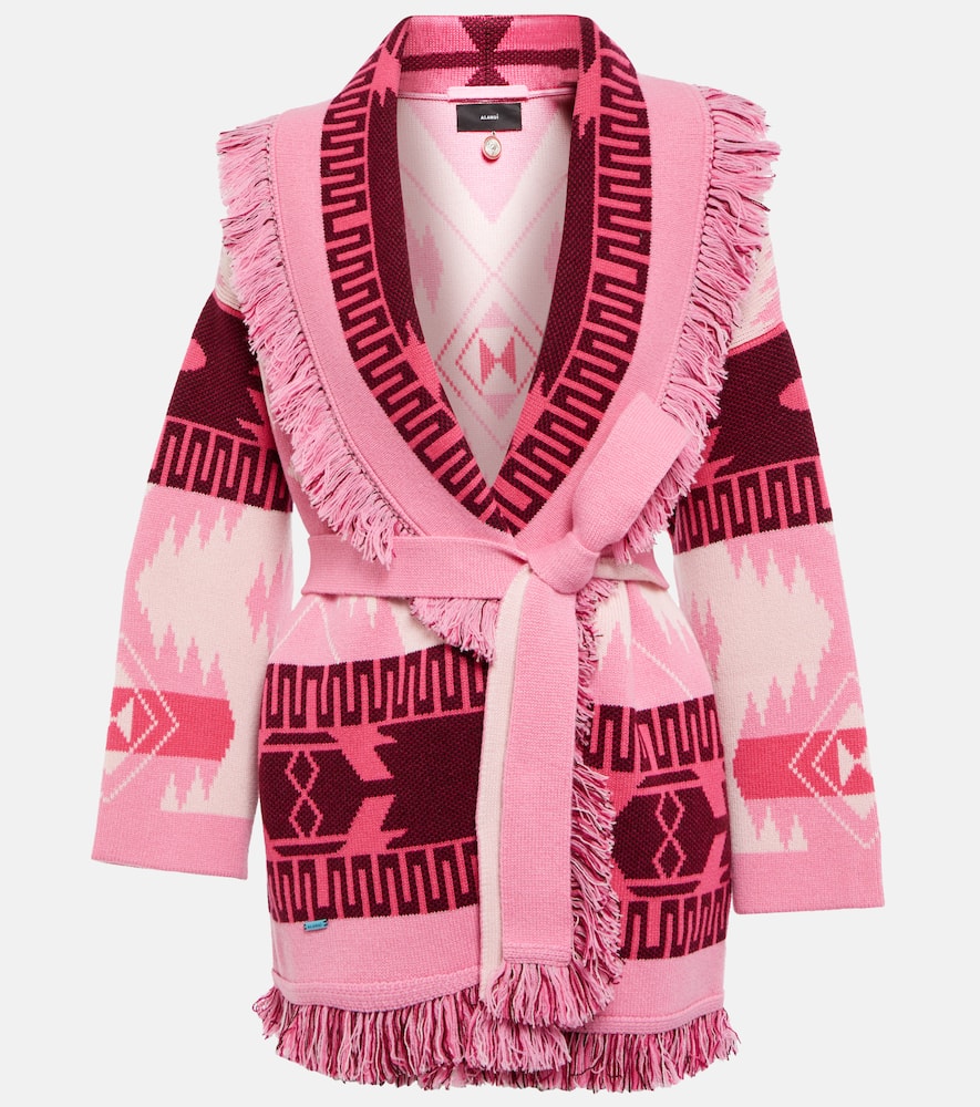 Alanui Icon Jacquard Cashmere Cardigan In Sweetpink